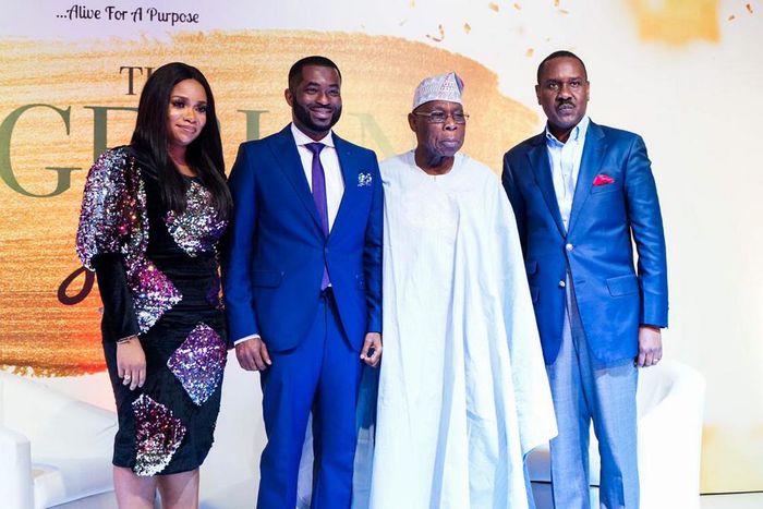 Dr Olurotimi Badero Obasanjo Ituah Ighodalo and Caroline Moore at Why I am Alvie