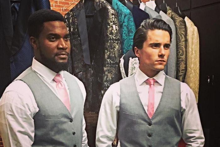 Kunle Remi and Torin Pocock on the set of 'Kpali'. [Instagram/torin_etc]