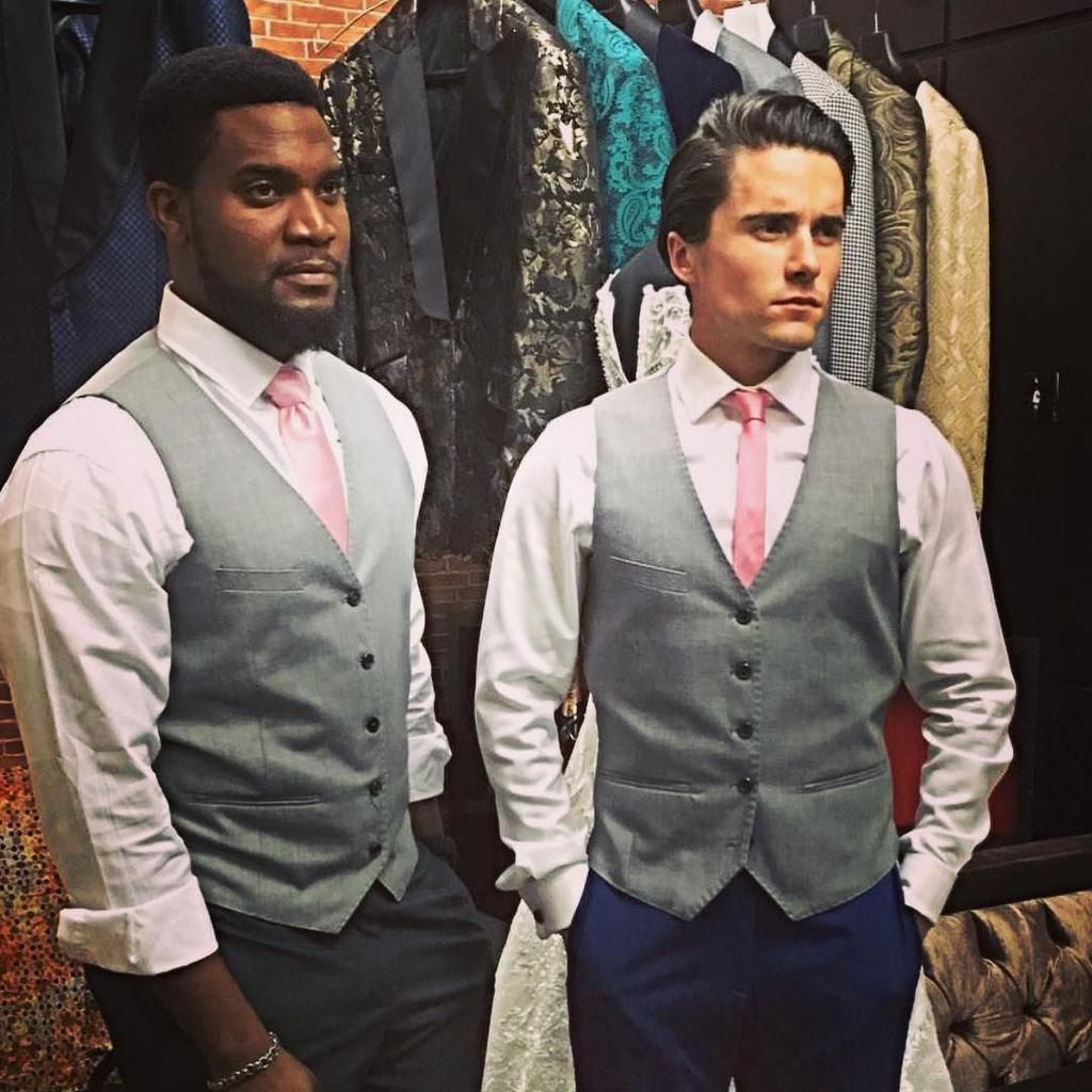 Kunle Remi and Torin Pocock on the set of 'Kpali'. [Instagram/torin_etc]