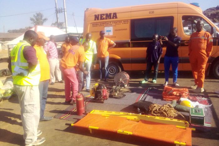 NEMA officials during the sensitisation (NAN)