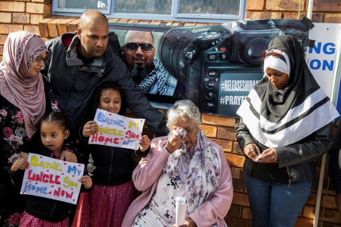 Shiraaz Mohamed's family campaigned for his release on election day last May outside a Johannesburg polling station where President Cyril Ramaphosa was to cast his vote