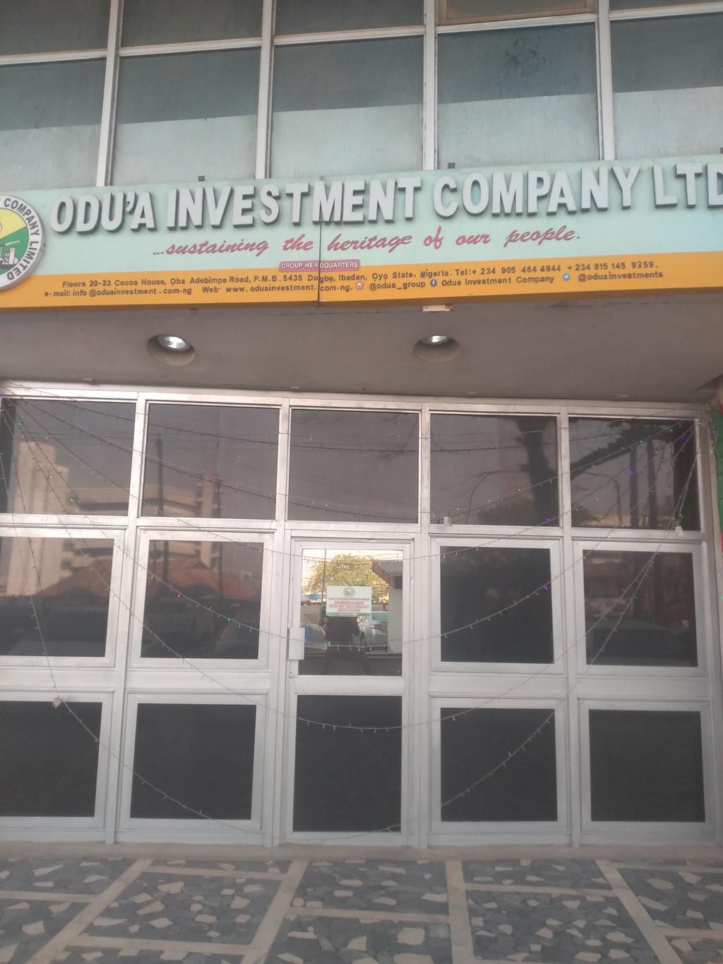 The main entrance of Cocoa House, the first skyscraper in Nigeria. (Pulse)