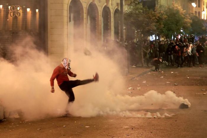 Beirut saw a second night of clashes between demonstrators throwing water bottles and firecrackers and security forces using tear gas and water cannon