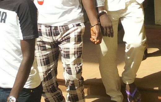 Lateef Balogun ex-domestic staff (left) and Adewale Oyekan, Lagos Prince, leaving Ikeja High Court after both were sentenced to death for murder. [NAN]