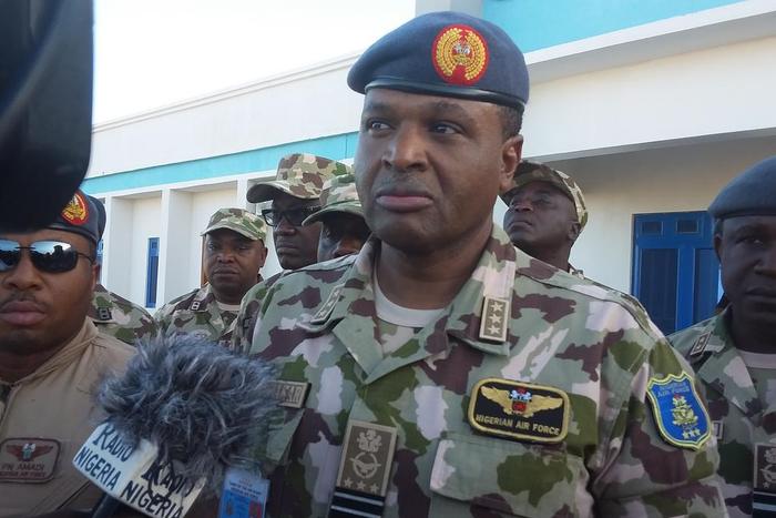 The Chief of Air Staff (CAS), Air Marshal, Sadiq Abubakar, on operational visit in Maiduguri to appraise progress of Operation Rattle Snake. [NAN]