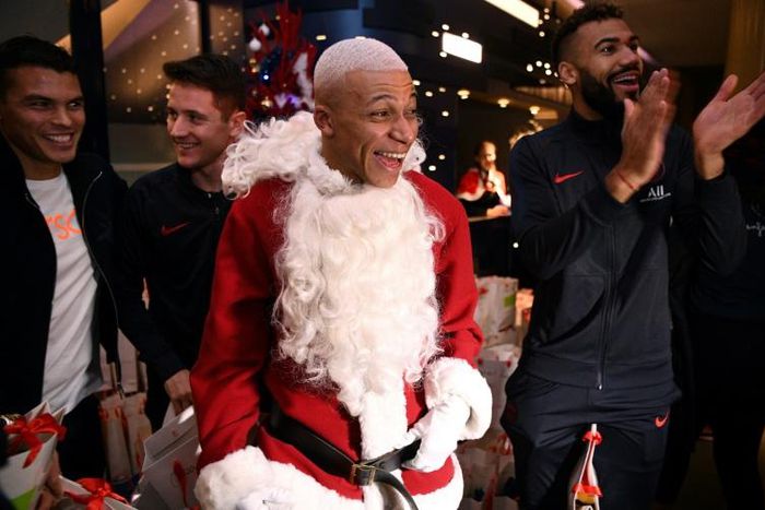 Kylian Mbappe, who dressed up after Paris Saint-Germain beat Amiens, has told Santa that he wants the Olympics too
