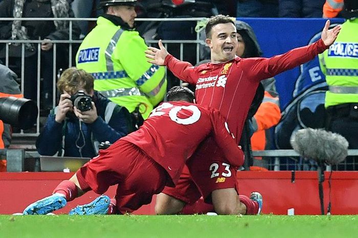 Shaq attack: Xherdan Shaqiri (right) scored on his first start of the season for Liverpool