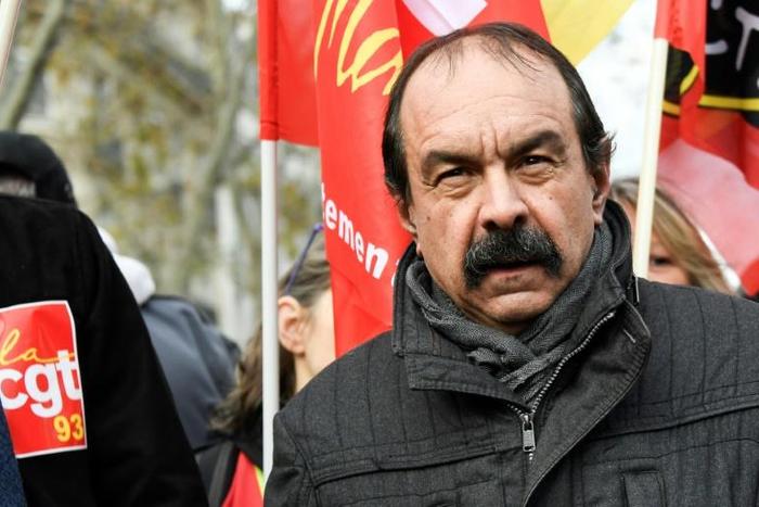Philippe Martinez is pictured during a demonstration against pension reform on December 10