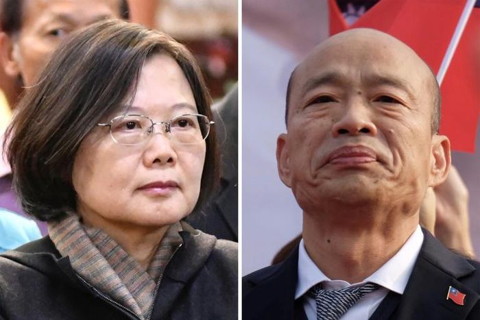 Taiwanese President Tsai Ing-wen (L) and her main challenger, Han Kuo-yu of the opposition Kuomintang party