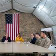 The United States has some 5,200 troops stationed at bases across Iraq, like this one visited by President Donald Trump and First Lady Melania in December 2018