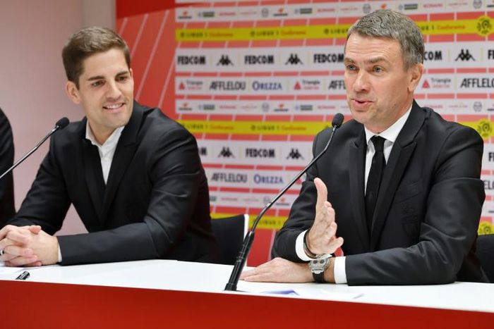 Meet the boss: Monaco's new coach Robert Moreno (left) with the club's president Oleg Petrov