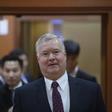 US special representative for North Korea Stephen Biegun arrives for a December 2019 meeting at South Korea's foreign ministry