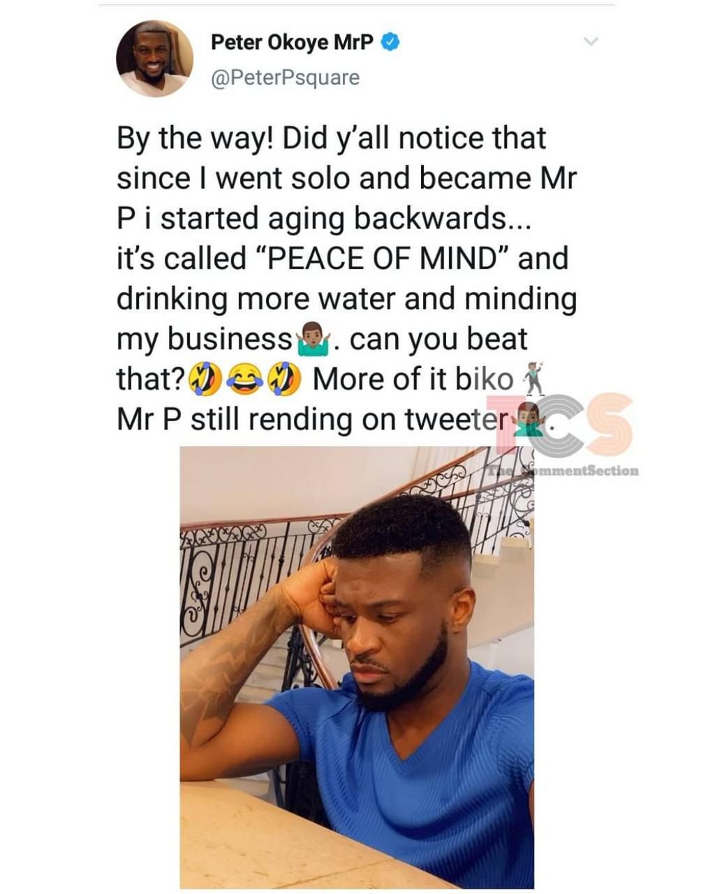 According to Peter Okoye, his decision to go on as a solo artist appears to be working in his favour. [TheCommentSection]