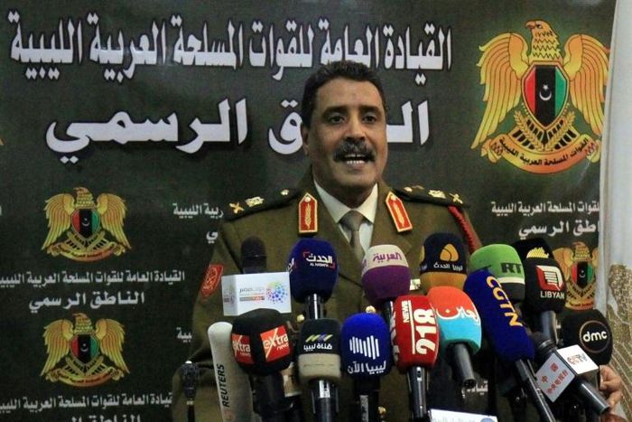 Spokesman for Khalifa Haftar's forces Ahmad al-Mesmari announced the capture of Sirte from forces loyal to Libya's unity government on Monday


 spokesman for Haftar's forces, addresses the media in the eastern Libyan city of Benghazi on January 6, 202...