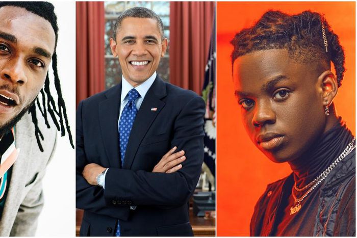 Burna Boy's 'Anybody' and Rema 'Iron Man' are two of Barack Obama's 36 favourite songs of 2019. (Pitchfork/YouTube/BurnaBoy/ABC)