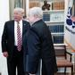 A handout photo made available by the Russian Foreign Ministry on May 10, 2017 shows US President Donald J. Trump (C) speaking with Russian Foreign Minister Sergei Lavrov (L) and then Russian Ambassador to the US Sergei Kislyak during a meeting at the ...