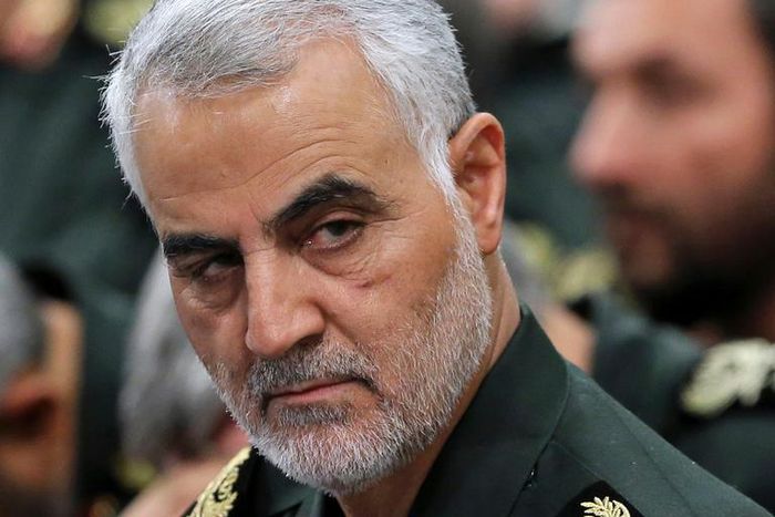 FILE- In this Sept. 18, 2016 photo released by an official website of the office of the Iranian supreme leader, Revolutionary Guard Gen. Qassem Soleimani, center, attends a meeting with Supreme Leader Ayatollah Ali Khamenei and Revolutionary Guard comm...