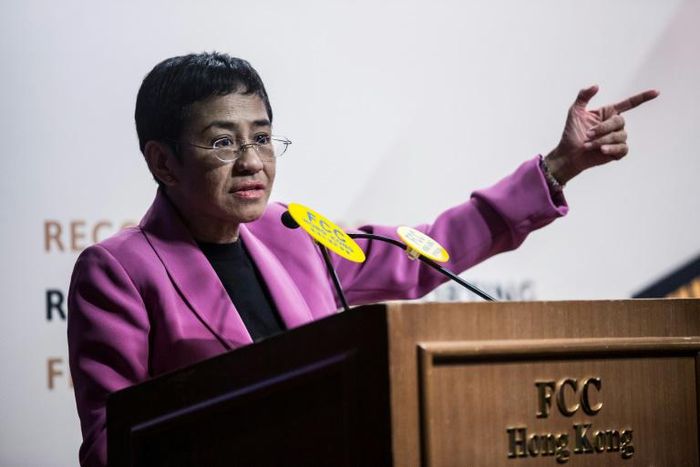 Maria Ressa (pictured during a visit to Hong Kong in May) and her Rappler news site have been hit with a string of criminal charges, prompting allegations that authorities are targeting her and her team for their work