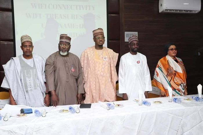 L-R: Managing Director,  Galaxy Backbone Limited, Prof. Mohammed Abubakar; Executive Commissioner, Technical Services, Nigerian Communications Commission, Engr. Ubale Maska; Minister of Communications and Digital Economy, Dr. Isa Pantami; Director-Gene...