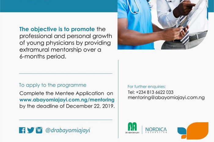 Call for mentees for the Dr Abayomi Ajayi Physicians Mentoring Programme Cohort 1