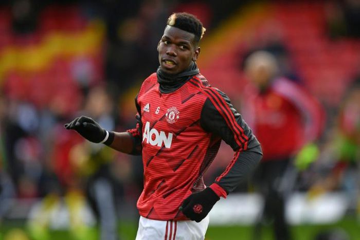 Manchester United midfielder Paul Pogba warms up before the Premier League against Watford