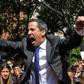 Venezuelan opposition leader and self-proclaimed acting president Juan Guaido shouts on his way to the National Assembly, in Caracas, on January 7, 2020, where he claimed the speaker's chair