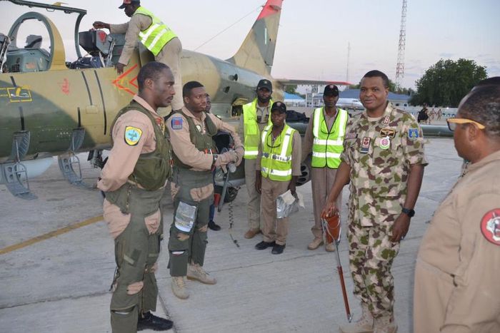 Chief of Air Staff, Air Vice Marshal Abubakar Sadique says the Nigerian Air Force manufactures missile heat shields and maintains its aircrafts by itself. [Twitter/@NigAirForce]