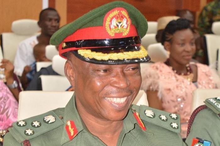 Acting Director Defence Information Brigadier General Onyema Nwachukwu decorated with new rank. [Twitter/@DefenceInfoNG]