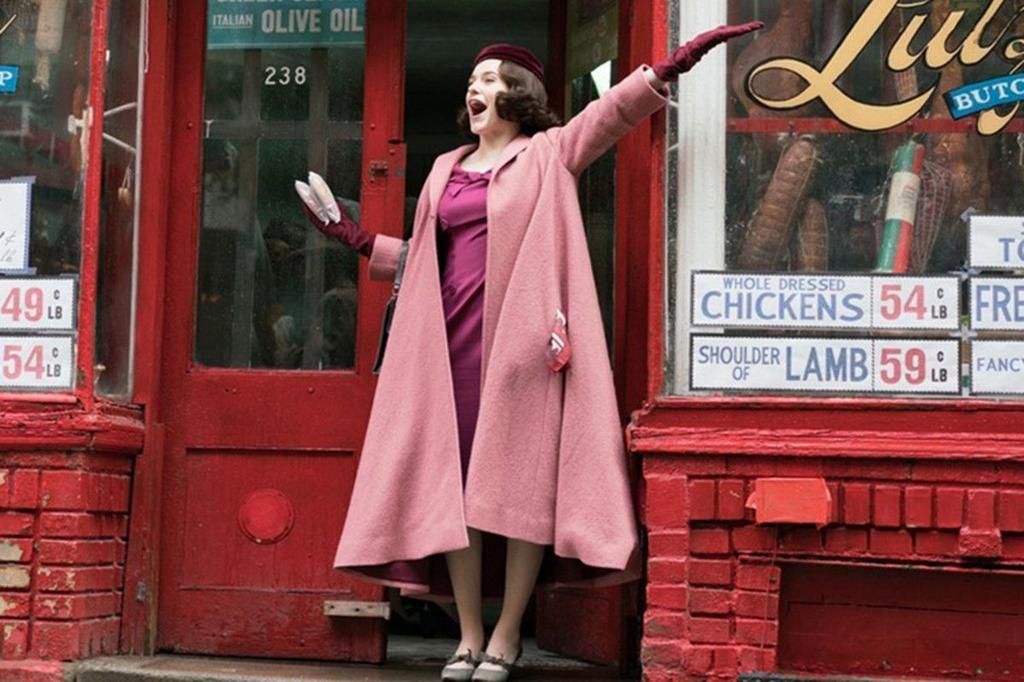 Midge Maisel in her now-notorious baby pink coat.
