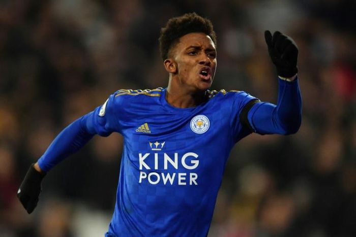 Match-winner Leicester's Demarai Gray celebrates his decisive goal in a 2-1 win at West Ham