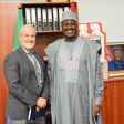 Deputy Chief Whip of the Senate, Senator Aliyu Sabi Abdullahi with the Political Officer of the Embassy of the United States of America, Jerry Howard, during a meeting with the Senator on the Hate Speech bill at the National Assembly on Tuesday, Decemb...