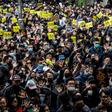 Pro-democracy protesters joined a massive rally on New Year's Day in Hong Kong