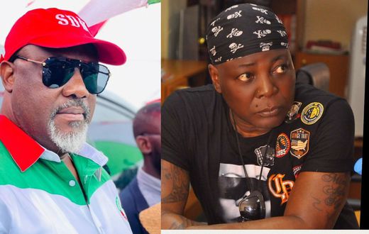 L-R: Senator Dino Melaye and Charles Chukwuemeka Oputa, popularly known as Charly Boy. [Facebook]