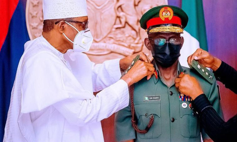 Entertainment news Celebrity gossip Movie and TV show updates Latest celebrity news Trending entertainment stories Former President Muhammadu Buhari decorated the Chief of Defence Staff, Gen. Lucky Irabor, with his new rank. [Presidency]