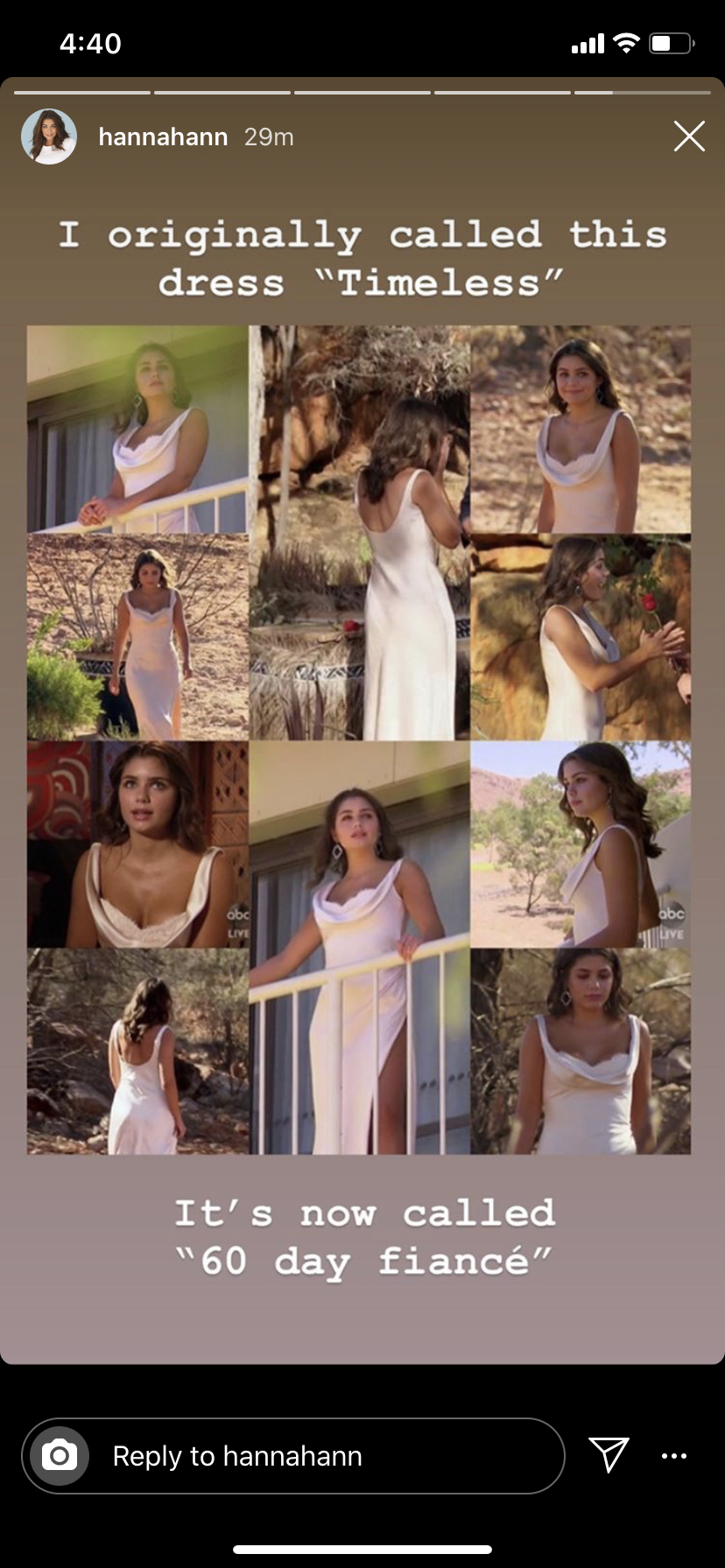 hannah ann sluss instagram joke bachelor dress