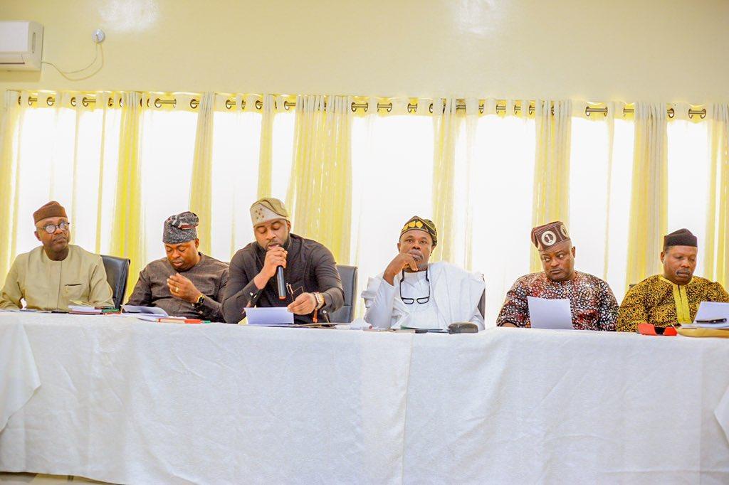From Left: Ogun Speaker of Assembly, Rt. Hon. Taiwo Oluomo; Rt. Hon. Timothy Owoeye . BSc. MPBD. Speaker State of Osun House of Assembly; Rt. Honourable Bamidele Oleyelogun, Speaker Ondo State House Of Assembly; Rt. Hon Mudashiru Obasa, Speaker Lagos S...
