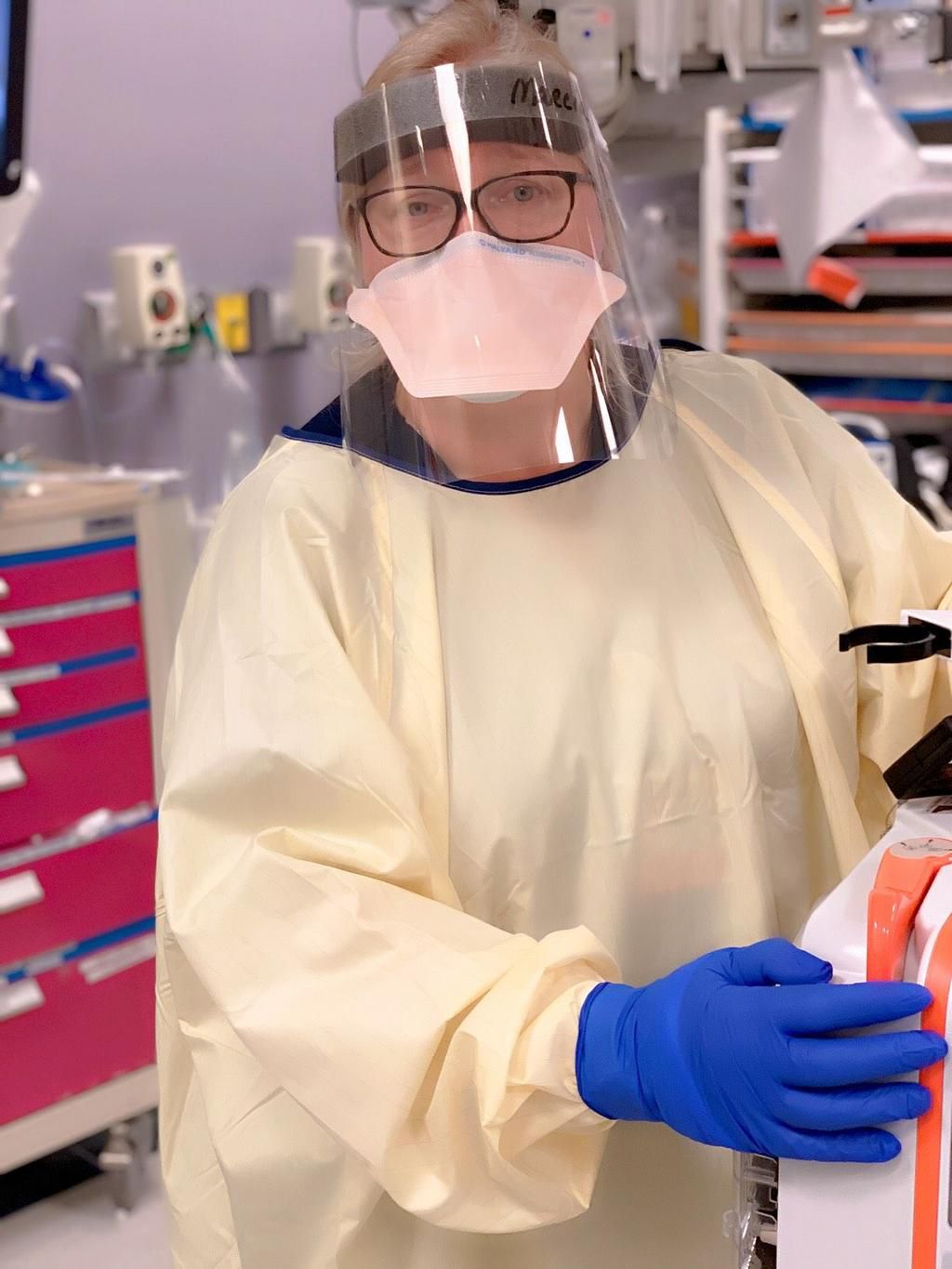 Santini covering a shift the week of March 16, 2020.