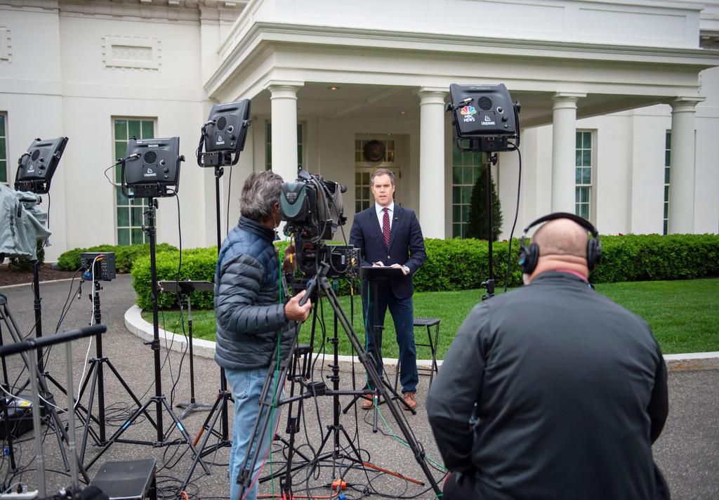 Alexander reports in front of the White House West Wing in April of 2019.