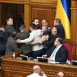 Around 15 Ukrainian lawmakers from President Zelensky's party and their opponents Tymoshenko pushed each other near the parliament's rostrum