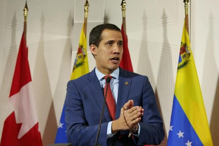 Venezuela's opposition leader Juan Guaido, who has been recognized by more than 50 countries as interim president, speaks at a press conference during a recent visit to Canada
