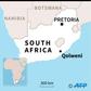 A map of South Africa locating the fatal accident when a bus plunged into a ravine