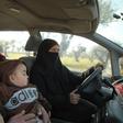 Ghossoon drives her family in search of shelter in the town of Maaret Misrin town in Syria's Idlib province