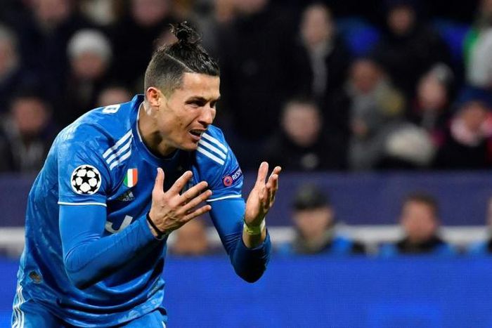 Juventus star Cristiano Ronaldo shows his frustration during last week's Champions League loss at Lyon