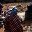 Syrian internally displaced persons (IDPs) are pictured in a camp in Sarmada in the north of Syria's northwestern Idlib province on February 17, 2020.