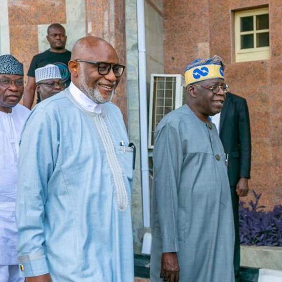 APC National Leader, Asiwaju Bola Ahmed Tinubu and Ondo state Governor, Rotimi Akeredolu. [Vanguard]