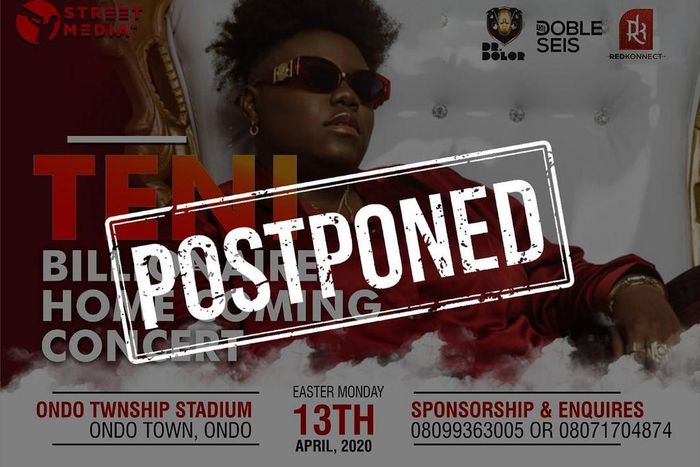 COVID-19: Teni and Brymo postpone their shows. (Instagram/TeniEntertainer)