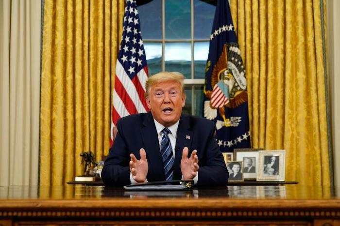 US President Donald Trump addresses the nation from the Oval Office about the widening coronavirus crisis on March 11, 2020