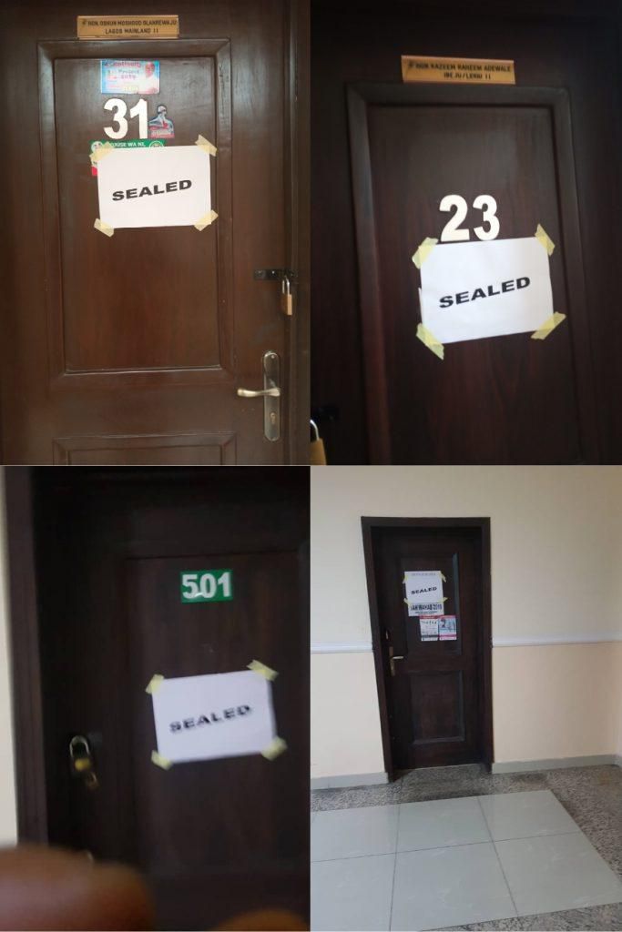 Lagos State House of Assembly, on Tuesday, seals offices of suspended principal officers (NAN Photo)