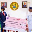 Donation to Lagos 1: UBA Supports Lagos State in Fight Against COVID-19 . Group Managing Director/CEO, United Bank for Africa(UBA), Mr, Kennedy Uzoka presenting a cheque of N1 billion to Governor of Lagos State, Mr. Babajide Sanwo-Olu, as part of the B...