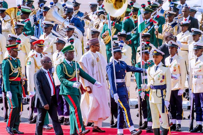 President Muhammadu Buhari presides over 2020 Wreath Laying ceremony for fallen Heroes. [Twitter/@BashirAhmaad]